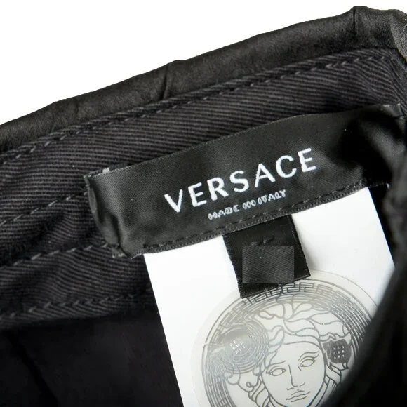 Versace Logo Print Black Baseball Cap Hat size 58 display picture 1